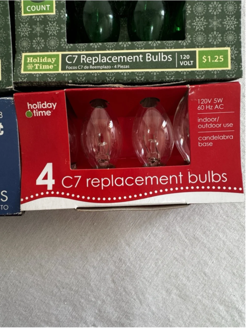 Vintage Christmas Light C7 Replacement 60 Bulb Lot Blue Amber/Orange Green Clear